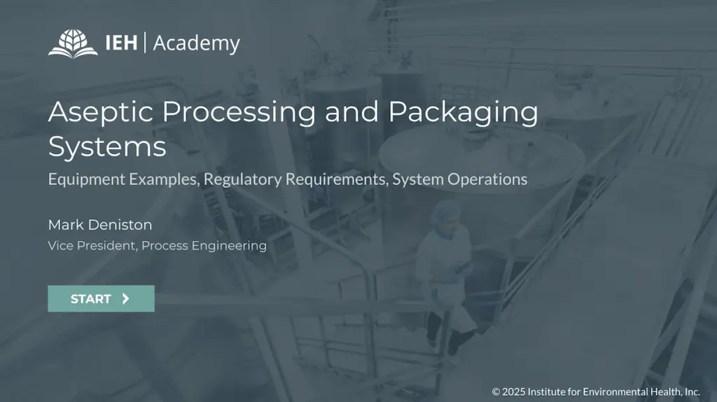 Screenshot one of Aseptic Processing and Packaging Systems