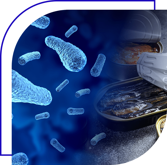 Rendering of botulism coming out of canned tuna gone bad.
