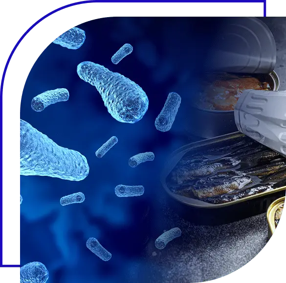 Rendering of botulism coming out of canned tuna gone bad.