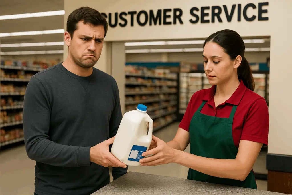 Consumer complaint on milk product from grocery store.