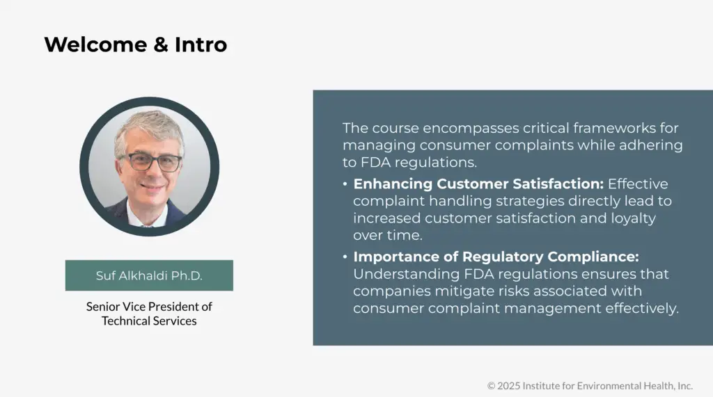 Managing-Consumer Complaints-&-FDA-Compliance-Screenshot intro.