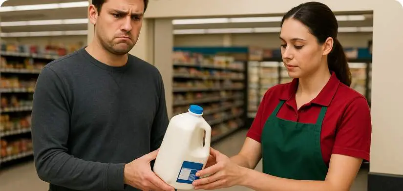Consumer complaint on milk product from grocery store.