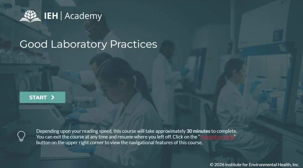 Screenshot 01 to the course - Good Laboratory Practices