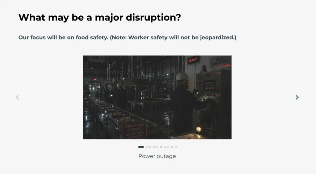 Screenshot two for course Dealing with Major Disruptions in Food Processing.