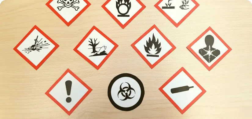 Hazard labels.