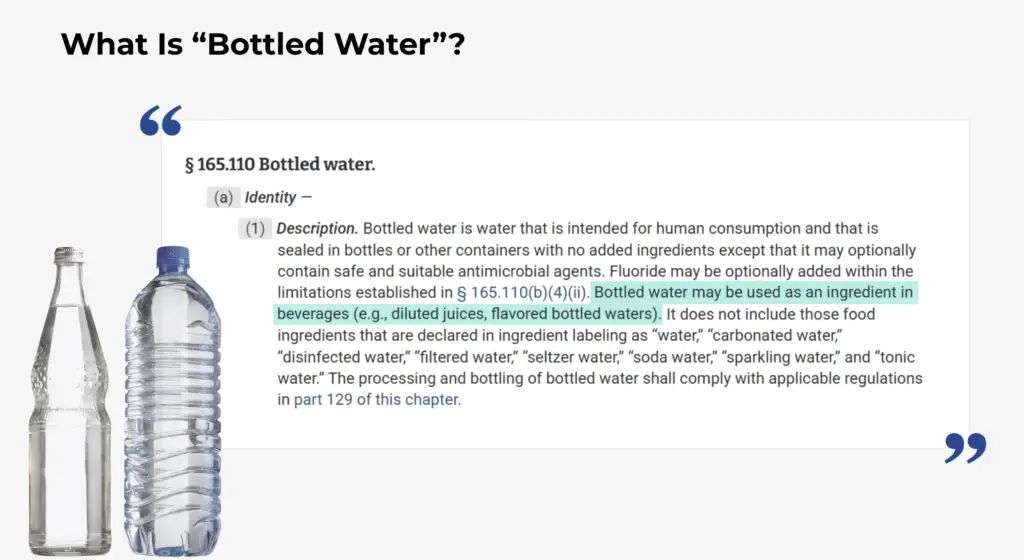 Screenshot of course on Bottled Water Regulation.
