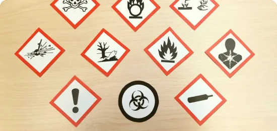 Hazard labels.