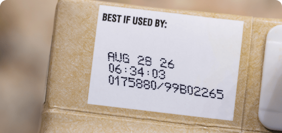 Food product with food label best by.